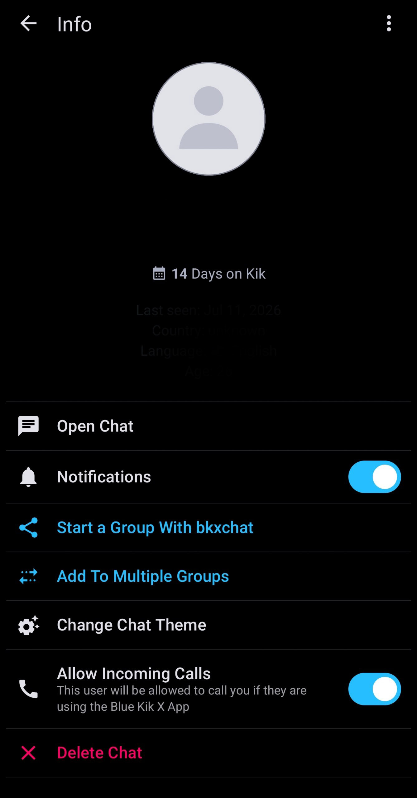 Screenshot showing the Allow Incoming Calls toggle